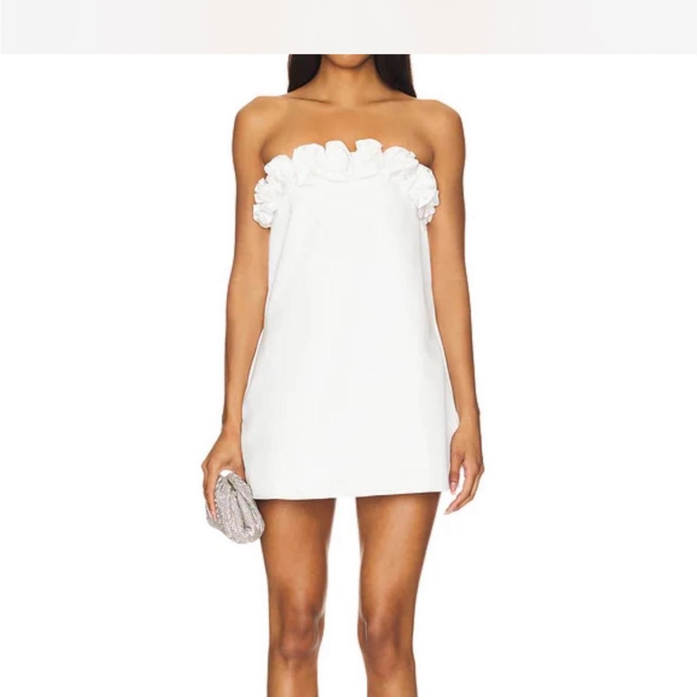 WeWoreWhat White Ruffled Strapless Sheath Dress